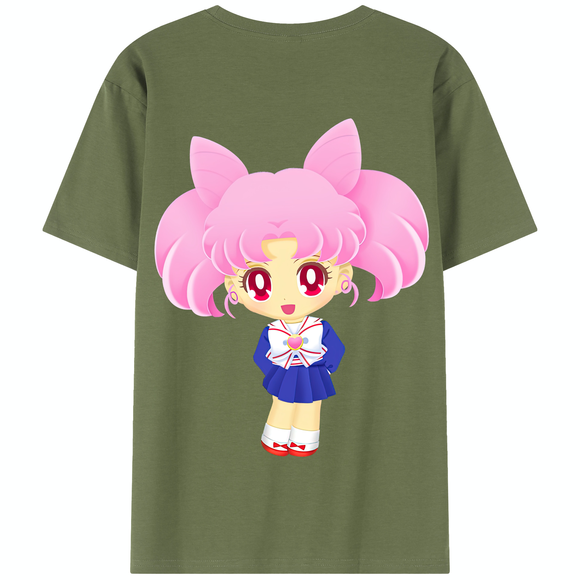 （画像用） 美少女戦士セーラームーン ちびうさ Sailor Moon Chibiusa Tsukino Usagi Small Lady Serenity 綿100％半袖Tシャツ（背面プリント）